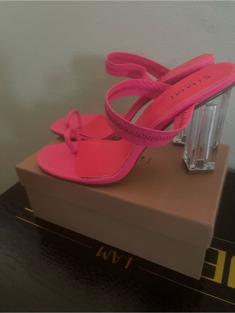 S.I.M.I. Hot Pink Clear Block Heel Sandals